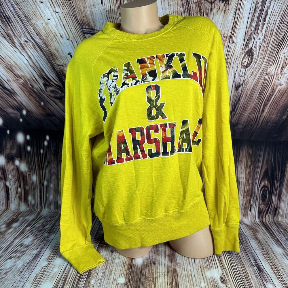 Franklin & Marshall Varsity Size Large Yellow Long Sleeve Crewneck Shirt Top EUC